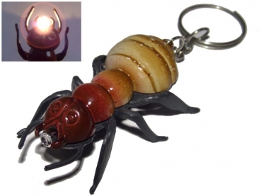 illuminated ant - keyring pendant brown