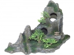 rock cave with plant, anthrazit, 27x13x16,5 - 8854